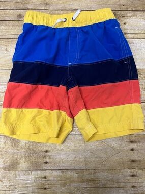 Boys Hanna Andersson Colorblock Swim Shorts - Blue, Navy, Red, Yellow Size 10